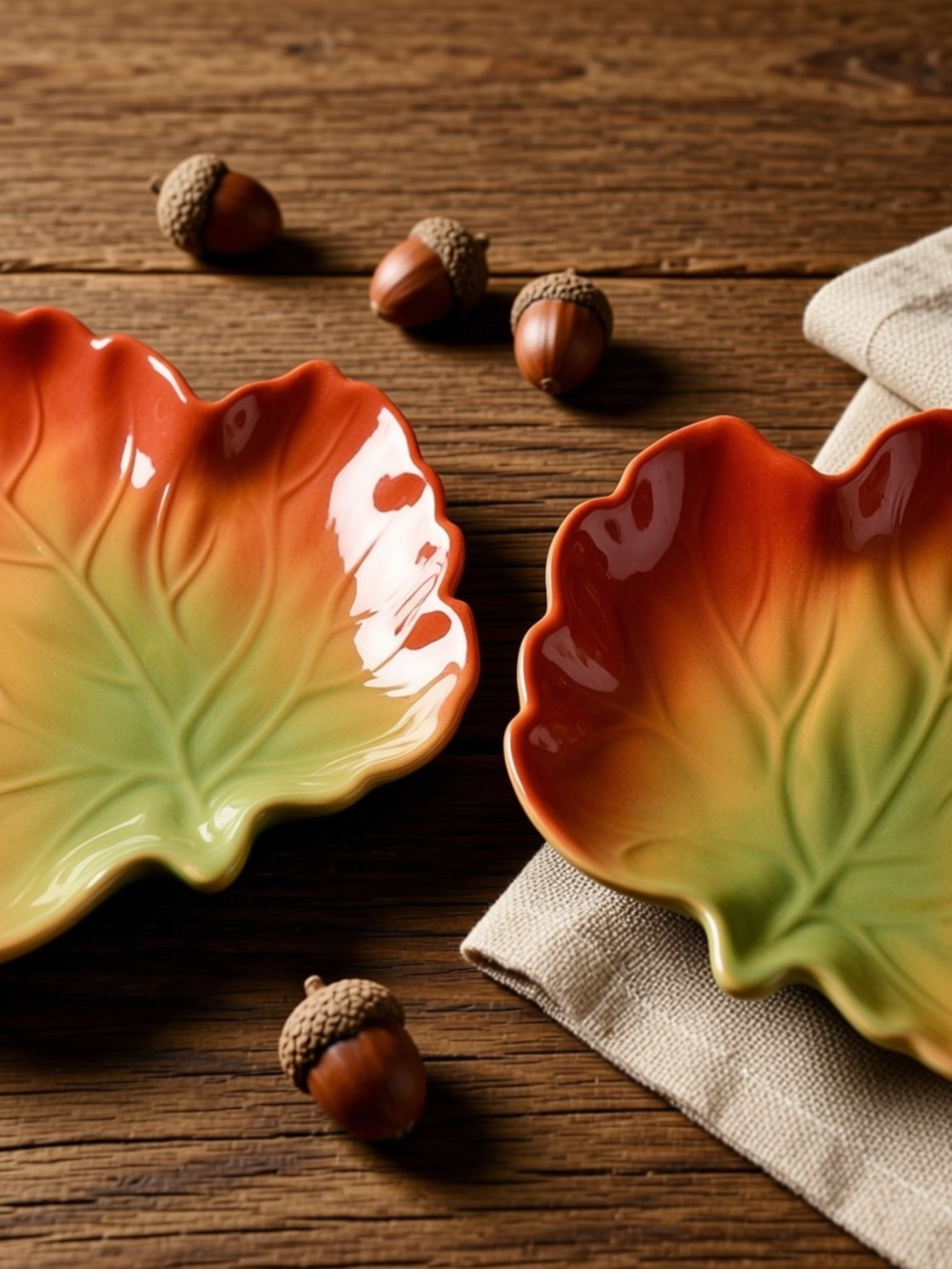 Better Homes & Gardens Heritage Collection Leaf Ceramic Plates Fall Decor 8.75”
